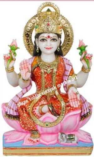 Multicolor Painted Marble Vishnu Laxmi Statue For Worship Size 1 To