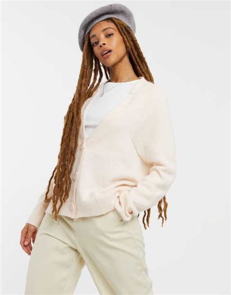 Asos Design Oversized Fluffy Cardigan In Cream Asos