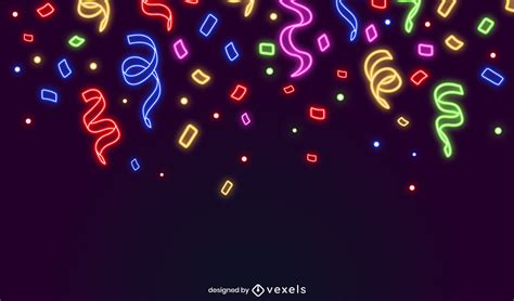 Confetti Party Neon Background Design Vector Download