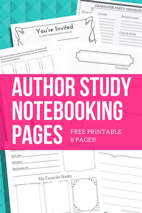 Free Author Study Notebooking Pages