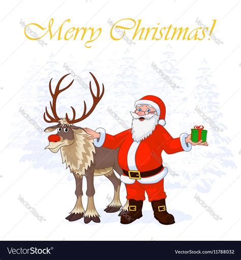 Santa Claus and Christmas reindeer Rudolph on Vector Image