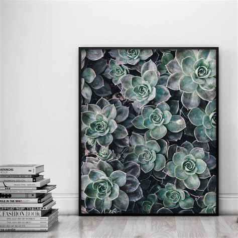 Kaktus Poster Türkis Floral Wand Kunst Kakteen abstrakte Druck Etsy