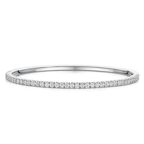 18ct White Gold 2 50ct Diamond Set Hinged Bangle TB Mitchell