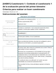 Examen Aab Cuestionario Conteste El Cuestionario De La Evaluaci N