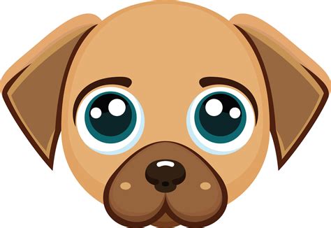 Puppy Eyes Flat Style Vector Illustration Cute Puppy Face With Big