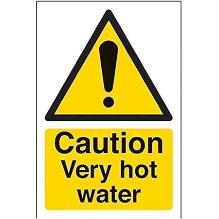 Pack Of 12 60mm X 90mm Caution Hot Water Self Adhesive Vinyl Signs Amazon Co Uk DIY Tools