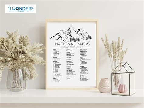 US National Park Checklist Printable National Parks Poster Etsy