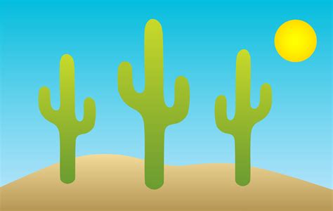 Desert Scene With Saguaro Cacti - Free Clip Art