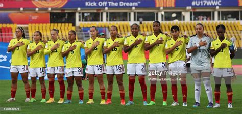 Colombia Line For The National Anthems During The Fifa U 17 Womens