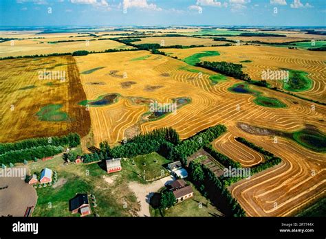 Aerial Of Prairies And Farms Saskatchewan Canada Stock Photo Alamy