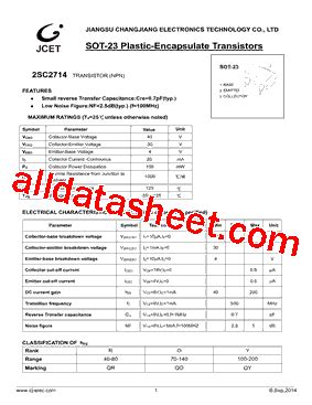 2SC2714 Datasheet PDF Jiangsu Changjiang Electronics Technology Co Ltd