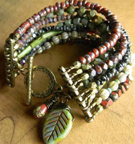 Bohemian Beaded Bracelet Multi Strand Statement Green Red Blue Etsy