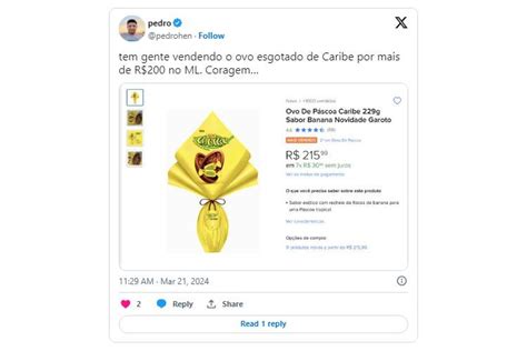 Páscoa ovo de Caribe esgota nas prateleiras e chega a R 449 online