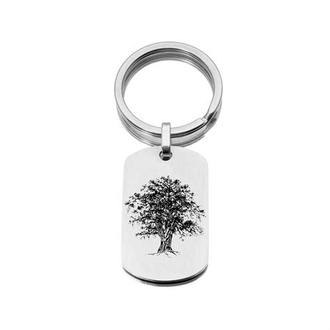 Alpine Tree Keychain Custom Stainless Steel Keychain Custom Laser