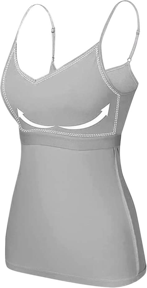 Womens Tank Tops With Built In Bras 2024 Casual Adjustable Spaghetti