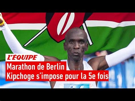 L arrivée du marathon de Berlin remporté par Eliud Kipchoge en 2h02 42