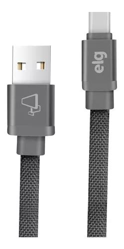 Cabo Usb Tipo C Elg Canvas Cinza 1m Cnvc10gy