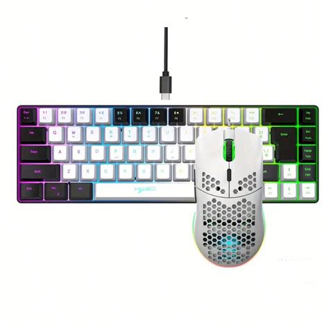 HXSJ Teclado RGB Preto E Branco E Mouse De Jogo Celular Teclado