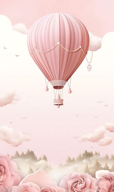 Background Of Whimsical Hot Air Balloon Wedding Invitation Card Balloon