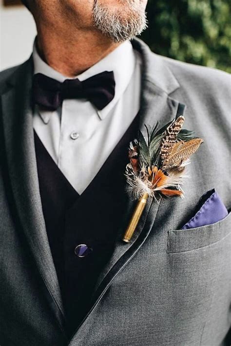 Groom Boutonnieres Feather Lapel Boutonnieres Groom Boutonniere