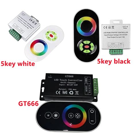 DC12V 24V GT666 5key Kablosuz RF Dokunmatik Panel Dimmer RGB Uzaktan