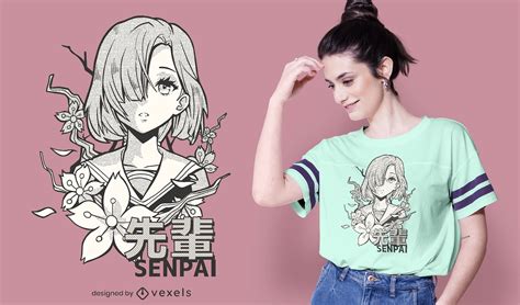 Descarga Vector De Dise O De Camiseta Anime Girl Senpai