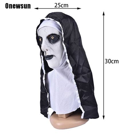 Onewsun The Horror Scary Nun Latex Mask W Headscarf Valak Cosplay For