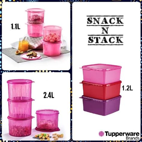 Tupperware Snack N Stack Food Storage Bekas Biskut Kerepek Shopee