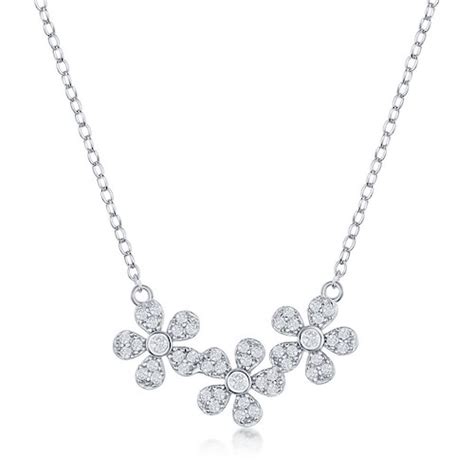 Triple Flower Necklace in Sterling Silver for Girls and Teens - The ...