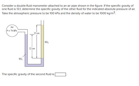 Solved Consider A Double Fluid Manometer Attached To An Air Chegg