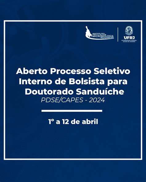 Aberto Processo Seletivo Interno de Bolsista para Doutorado Sanduíche