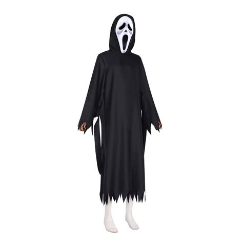 Kids Adult Scream Ghostface Cosplay Costume Halloween Horror Mask Robe ...