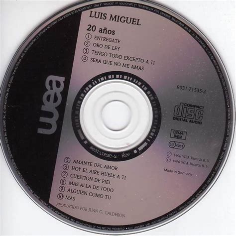 Carátula CD de LUIS MIGUEL 20 AÑOS