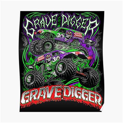 Monster Jam Grave Digger Monster Truck Art Fans Poster For Sale By