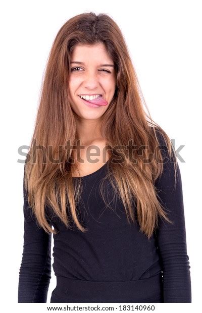 Young Woman Making Faces Isolated White Stock Photo 183140960