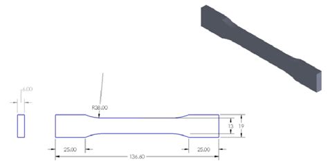 Geometry Of The Tensile Test Specimen According To Astm D Standard