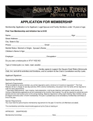 Fillable Online Membership Application Is For Applicant Legal Spouse