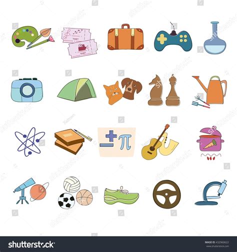 Hand Drawn Hobby Icons Vector Set Stock Vector Royalty Free 432960622