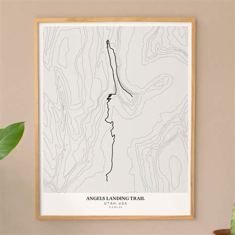 Angels Landing Trail Topographic Map Printable Angels Landing - Etsy