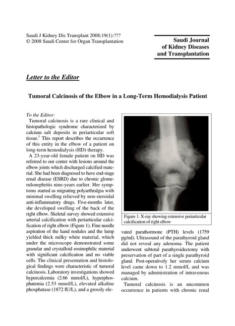 tumoral calcinosis   elbow   long term hemodialysis patient