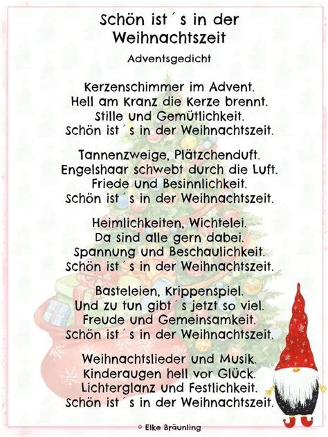 Schön ists in der Weihnachtszeit Elkes Kindergeschichten Gedichte