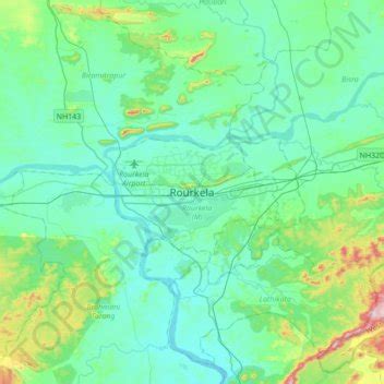 Rourkela topographic map, elevation, terrain