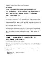 SBE 330 Week 2 DQ 1 Characteristics Of Innovation Opportunities Doc