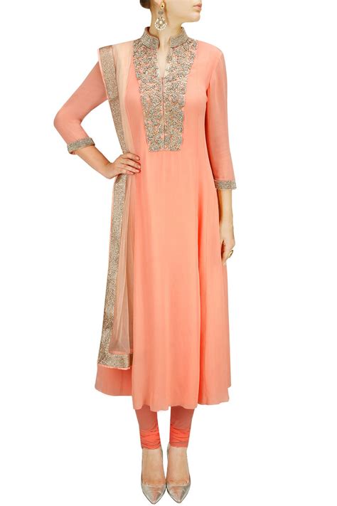 Peach Zari And Bead Embroidered Kurta Set By Ilk Shop Now At Perniaspopups