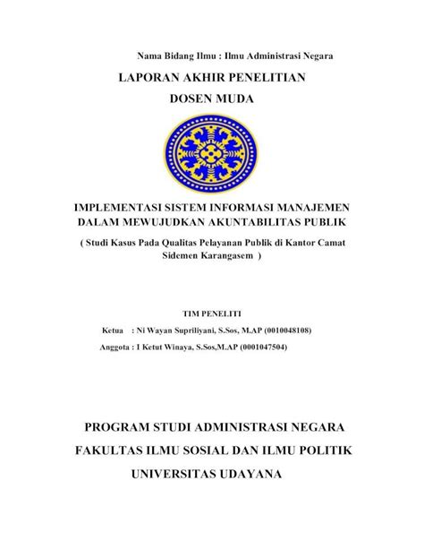 PDF LAPORAN AKHIR PENELITIAN DOSEN MUDA Format Ideal Pelaksanaan