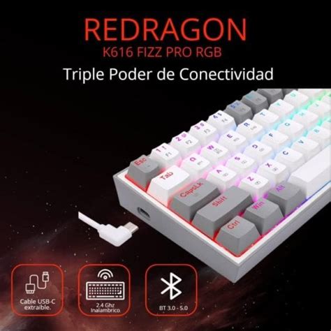 Redragon K616 Fizz Pro Teclado Mecánico Gaming Inalámbrico Rgb Switch