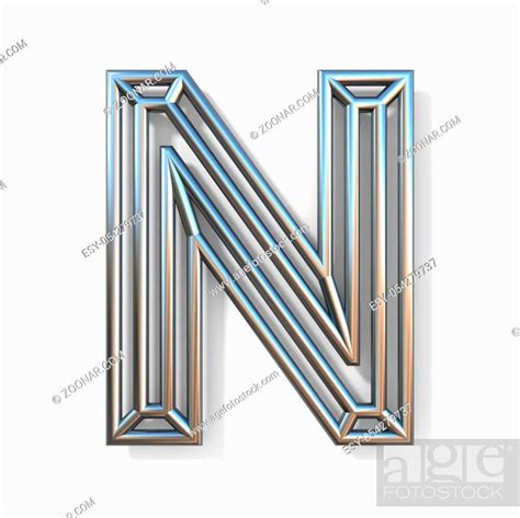 Wire Outline Font Letter N 3d Rendering Illustration Isolated On White