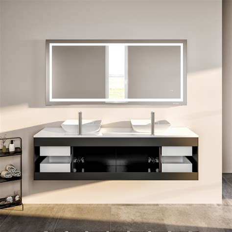 Totti Wave 60 Inch Espresso Modern Double Sink Bathroom Vanity With