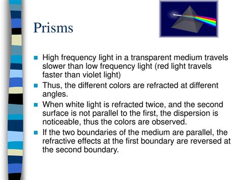 Prisms Total Internal Reflection Polarization How We See Color How