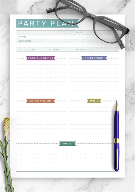 Download Printable Party Plan Casual Style Pdf